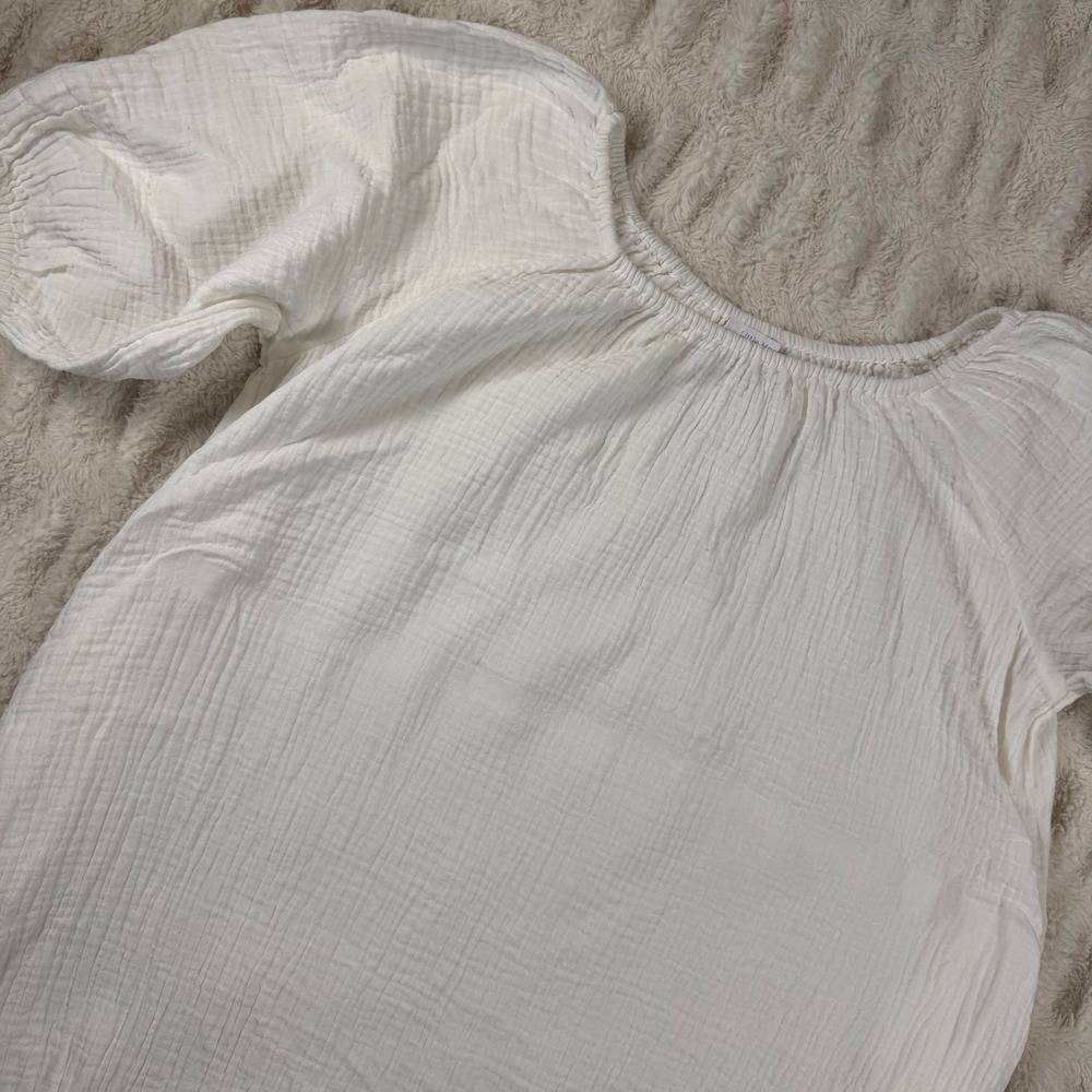 Aritzia Little Moon White Cotton Gauze Puff Sleeve Blouse XS 125248